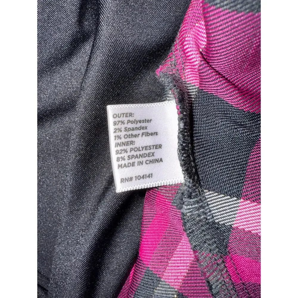 Lady Hagen Pink/Black Plaid Pleated Golf Skort with Buckle - size 12 - OD